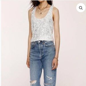 HOLIDAY edit! American Retro silv sequins top, 36